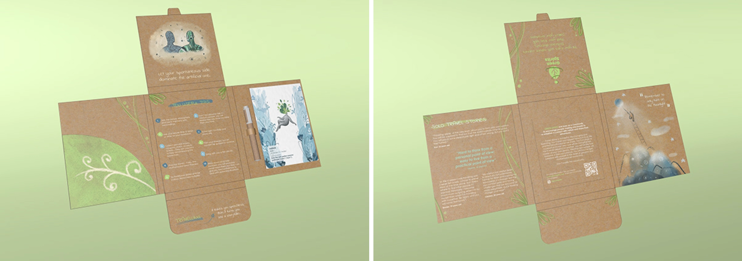 Green Spirits packaging flat lay showing both sides of the box