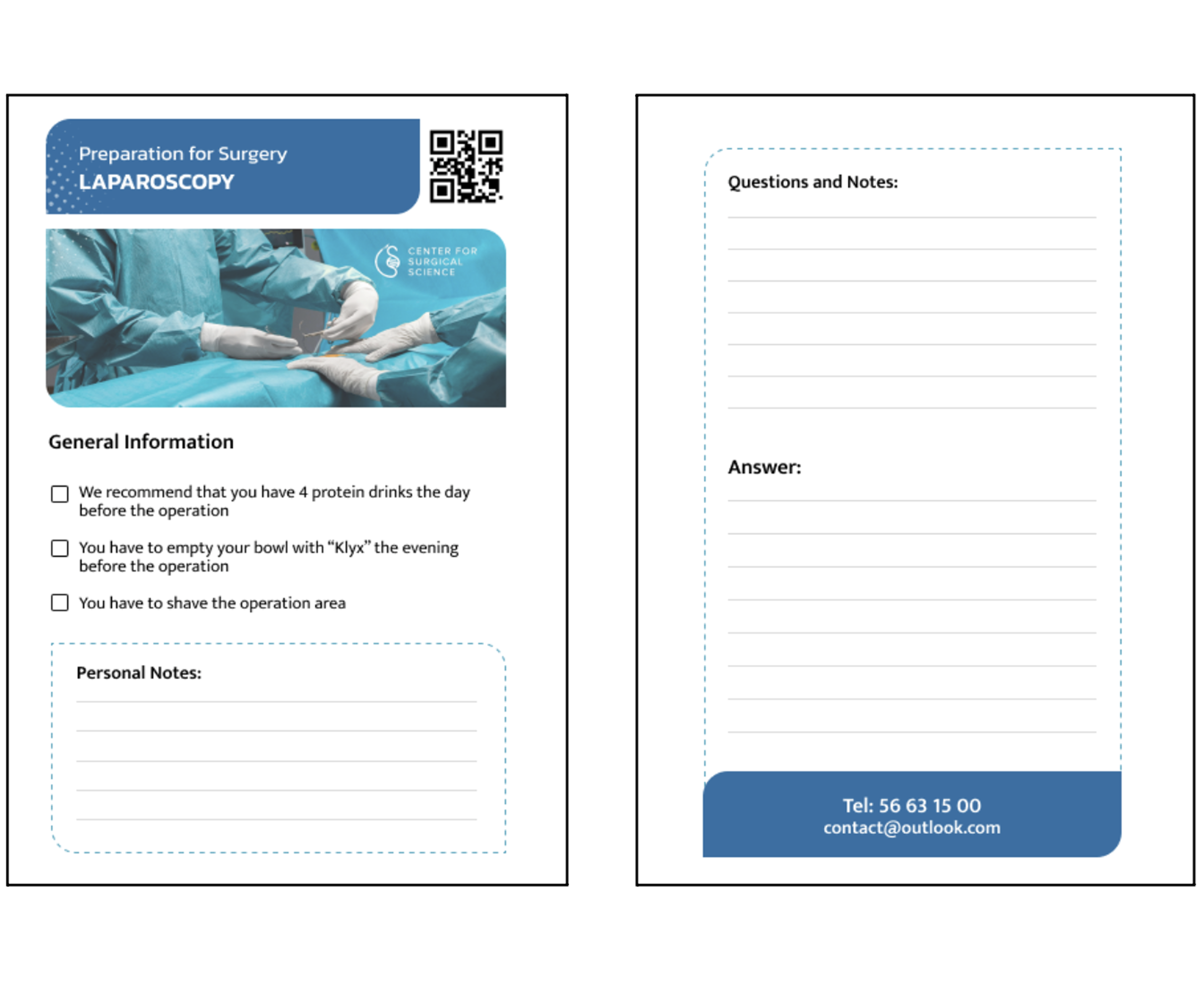 Patient-Centred Information Journey — informative card, front and back